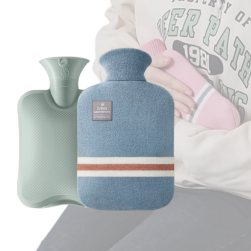 퀸시아 보온 물주머니 찜질팩 2L 커버 세트, 블루, 1개