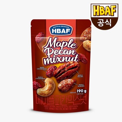 HBAF [본사직영] 메이플 피칸 믹스넛 190g, 1개