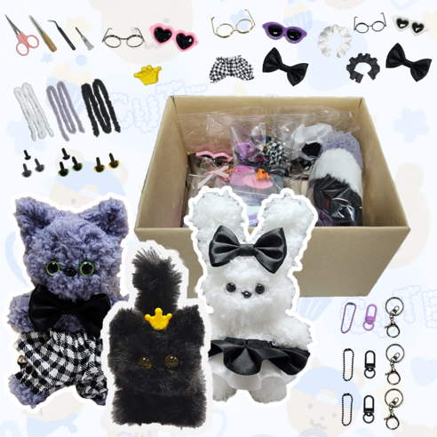 로앤제이 모루인형 만들기 DIY키트 패키지 모루 재료 부자재 키링 만들기 세트 악세사리 철사인형 털철사 동물철사, 8.깜냥백 프렌즈 패키지, 1개