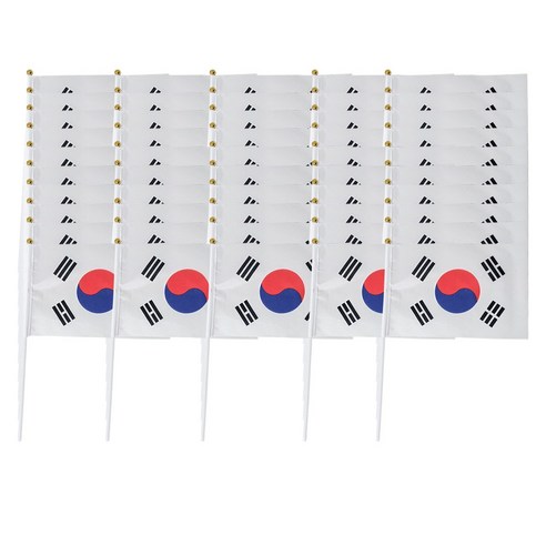 쇼핑팩토리 미니 천 수기 태극기, 50개, 중형 조립O
