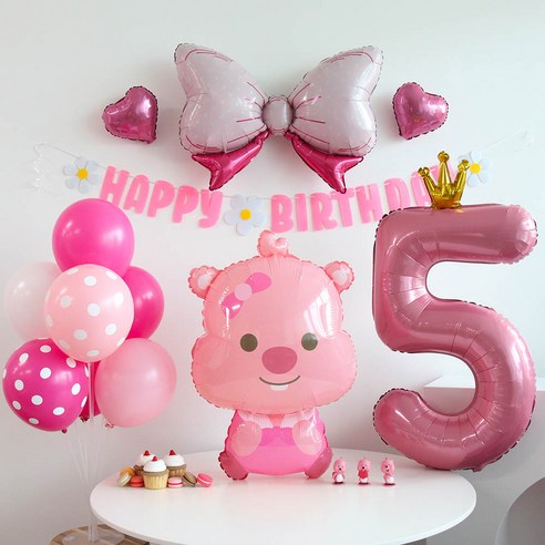 이벤트홀릭 잔망 루피 풍선 생일파티세트, 숫자풍선 5