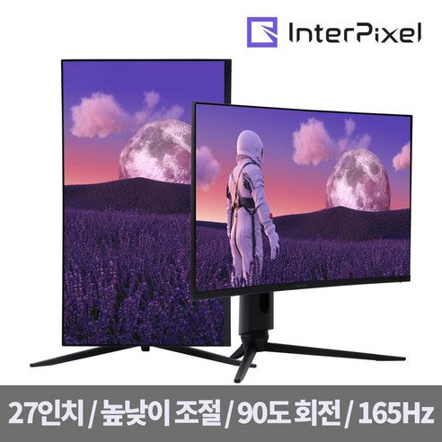 인터픽셀 IP2743 27인치 FHD 165Hz 커브드 멀티스탠드 게이밍 모니터, 단품