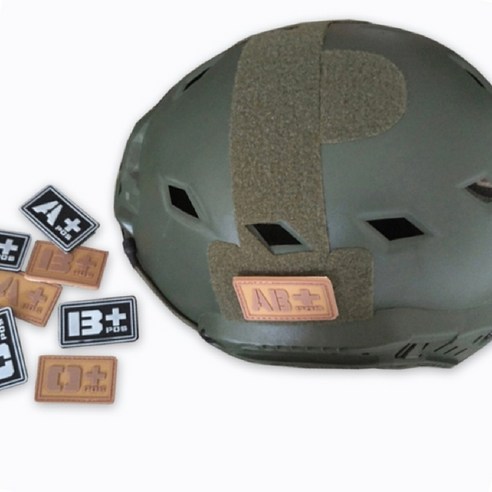 지챠 전술 밀리터리 혈액형 PVC 벨크로 패치 대형 5X3CM 자수와펜, 그레이-O-