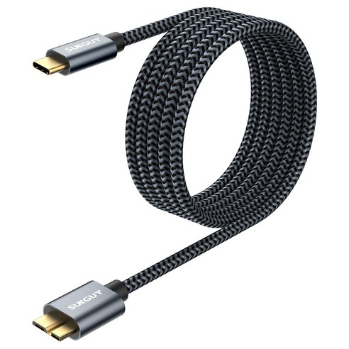 SUNGUY USB C타입 to 마이크로B 외장하드 케이블 10Gbps, 1개, 그레이, 2m