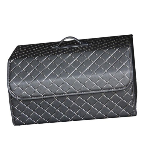 SUV MPV를 정리하는 뚜껑이 있는 PU 자동차 트렁크 보관함, 정사각형 흰색 선, {"사이즈":"54x32x30cm"}, {"수건소재":"부직포 PU 가죽"}
