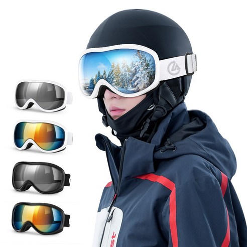 Moteur 스키고글 스포츠 겨울 남녀공용 자외선 차단 방풍 김서림방지 눈 보호 스노우 보드안경, 화이트, 1개