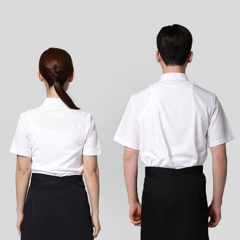 산뜻함과 편안함을 더한 완벽한 유니폼, 백색 스판 반팔 셔츠
