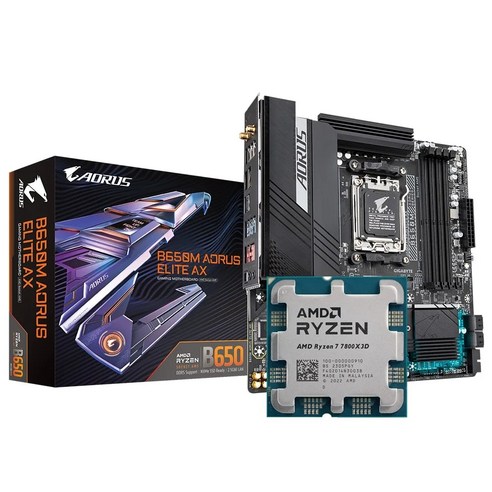 기가바이트 B650M AORUS ELITE AX DDR4 LGA 1700 텔 B650 마더보드 AMD Ryzen 7 7800X3D R7 CPU 프로세서 세트