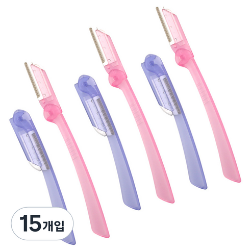 세븐스타 파우치 눈썹칼 접이형 2p, 핑크, 퍼플, 15개입