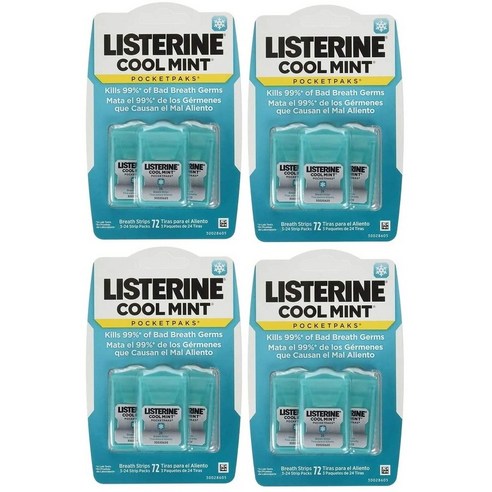 리스테린 쿨민트 스트립 포켓팩 24매입 X 12팩 LISTERINE COOL MINT POCKETPACK BREATH STRIPS, 12개