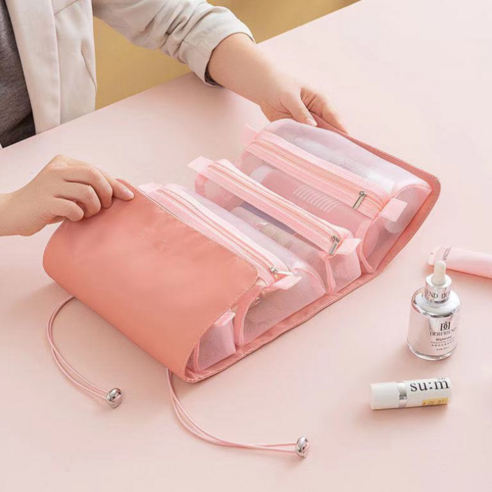 휴대용이고 다기능적인 픽스퍼스 여행용 방수 탈부착 메쉬 화장품 파우치로 여행을 더욱 편리하게 만드세요.