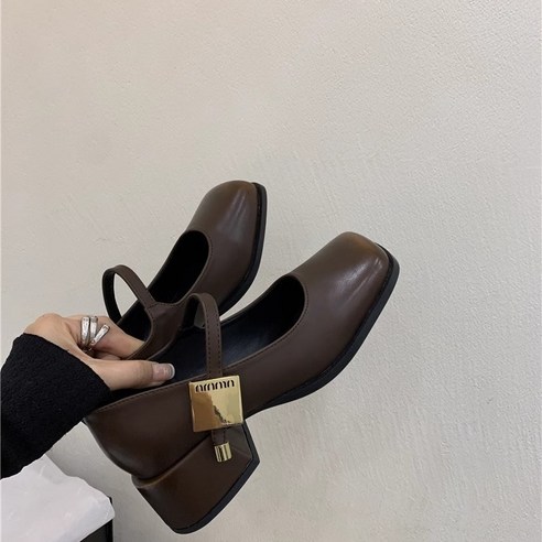 ANYOU 여성구두힐신발 메리제인 미들힐 통굽 펌프스(5cm)