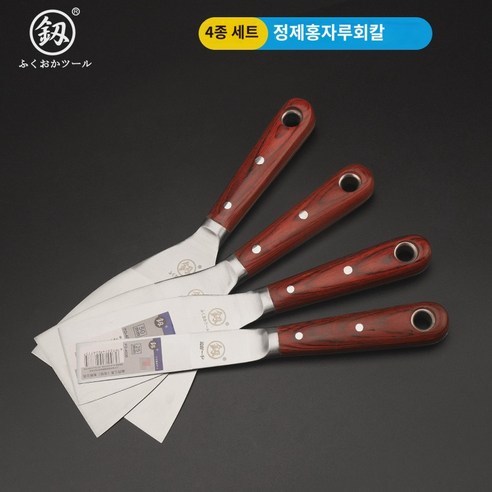 후쿠오카 공구 스테인리스 스틸 그레이 나이프 스크레이퍼 바닥삽 스크레이퍼 다용도 진흙깎이 퍼티 커터 미봉삽, 정제통체레드스틱그리스터(FO4030-3) 4종