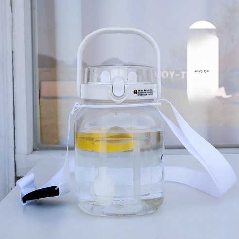 DFMEI 삼수백컵 멜빵 물컵 핸드드롭컵 대용량 플라스틱 컵, 사쿠라 가루_1300ML