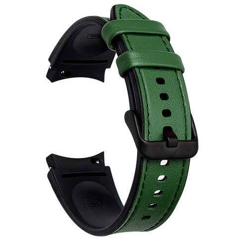 실리콘 + 가죽 스트랩 삼성 갤럭시 시계 4 밴드, ArmyGreen, Galaxy Watch4 40mm