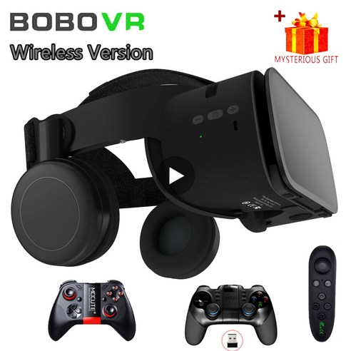 VR게임기 Bobor Bobo VR Z6 Viar 3D 가상 현실 안경 블루투스 헤드셋 장치 헬멧 렌즈 고글 스마트 스마트폰 휴대폰용, 6.With Box 9156 Remote