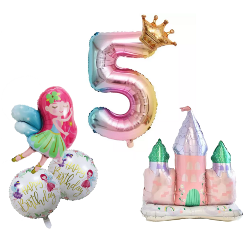 파파 파티 생일파티 숫자 풍선 세트, 1세트, 성 + 요정 5