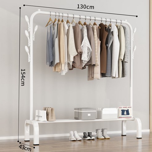 MBH 실내건조대 스탠드 건조대, 130cm-화이트 싱글로드