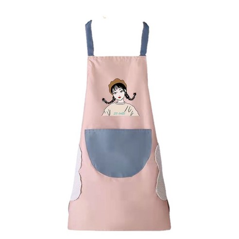 ANKRIC 집 생활 필수품은 손 앞치마 방수 홈 주방 허리를 닦을 수 있습니다 원피스앞치마, 리틀 걸핑크색 손 닦기