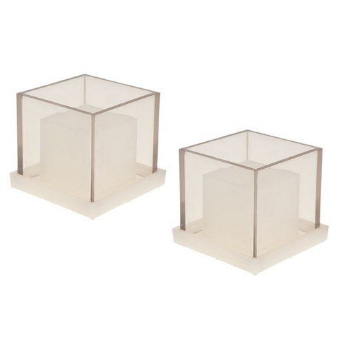 2x 플라스틱 중공 큐브 캔들 금형 DIY 향초 Tealight 컵 만들기, 75x75x75mm, 클리어