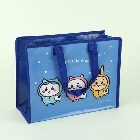 먼작귀 치이카와 부직포백 가방 장바구니, 1개, 네이비