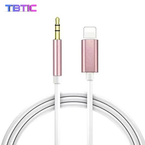 iPhone Lightning AUX 케이블 3.5 자동차 보조 케이블 오디오 케이블 12 Pro Max PRO MAX XS XR 4 색 1개, 로즈 골드