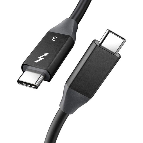 썬더 볼트 3 케이블 40Gbps의 100W는 USB 3.1의 1 2 세대와 호환 지원 5K UHD 디스플레이 충전을위한, 검정, 0.6m.