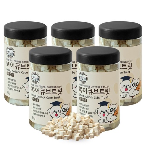 펫티즈 동결건조 큐브 트릿 강아지 고양이 간식, 80g, 5개, 북어