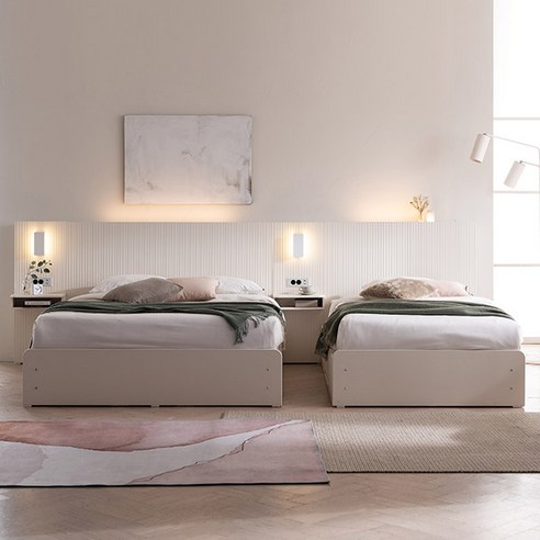 편안한 수면과 세련된 분위기를 위한 [삼익가구]디메이 LED 아트월 수납 호텔 침대