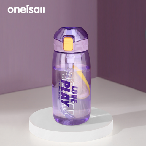 ONEISALL 빨대플라스틱컵 대용량 물컵 다용도 주전자 다색선택가능 1개, 퍼플 420ml