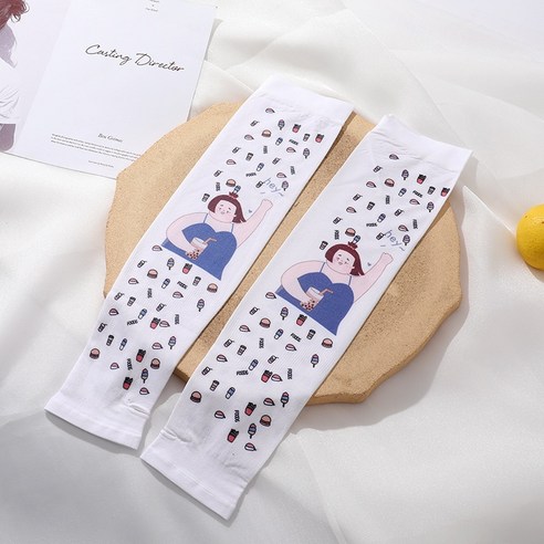 ZZJJC 프린트 쿨토시 자외선 차단 여소매 토시 아이스 팔뚝 현아, 간식걸