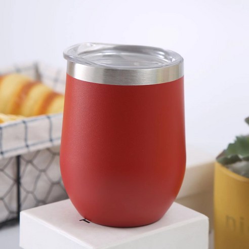 swig 계란 껍질 컵 스테인리스강 U형 계란 컵 이중 진공 배 큰 컵 와인 컵 선물, 빨강, 12oz