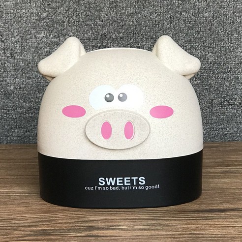 아이디어 휴지통 가정용 침실 거실 탁자 귀엽다 만화 휴지통, 1 건, 베이지 돼지(두루마리 종이박스)