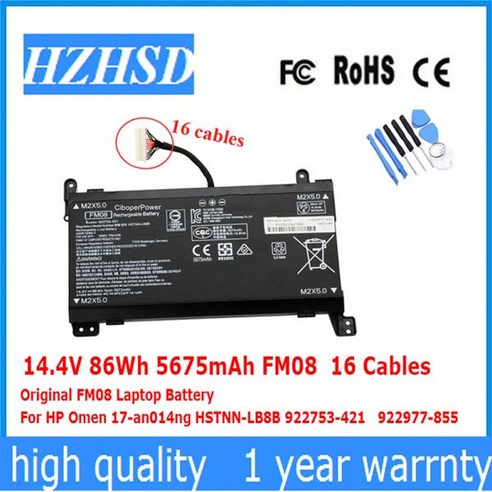 7XINbox 14,4 V 86Wh 5675mAh Original FM08 Laptop Batterie Für HP Omen 17 An014ng Hstnn Lb8b 922753 421 922977 855 Serie 16 Kabel