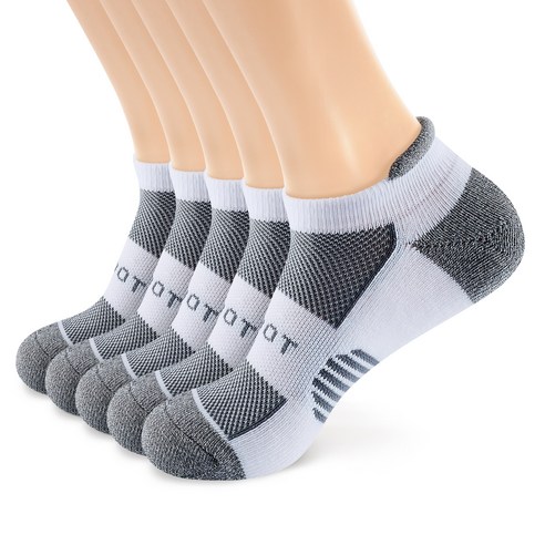 몬풋 어슬레틱 스포츠 쿠션 하이백 단목양말, 그레이 5팩