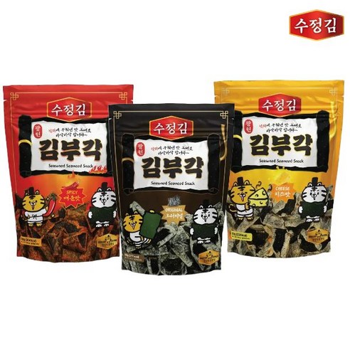 수정김 광천 김부각 3종 맛보기 세트 (오리지널/매운맛/치즈맛 각 1봉)
