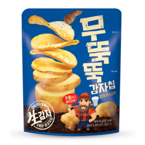오리온 무뚝뚝감자칩 통후추 소금맛, 60g, 17개