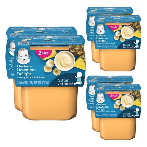 거버 어린이 액상 식품 113g 2개입, 하와이안 딜라이트(Hawaiian Delight), 226g, 6개