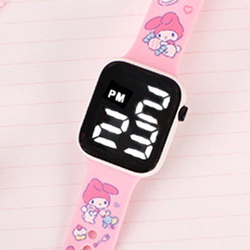 산리오 SQUARE LED 심플 손목시계 실리콘 선물