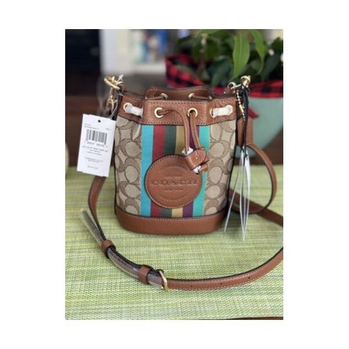 코치 미니 뎀시 버킷백 시그니처 스트라이프 패치 CC318 여성 가방