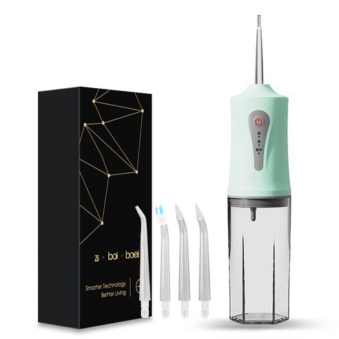 BOI 220ml 4 노즐 개폐식 3 모드 치과 치아 미백 구강 세정기 휴대용 충전식 IPX7 방수 구강 관리 스마트 고주파 펄스 물 플로서, A7J103-1