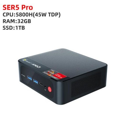 미니PC Beelink 데스크탑 게임용 컴퓨터 SER5 MAX AMD Ryzen 7 5800H 54W TDP 윈도우 11 미니 PC DDR4 16GB 500GB SSD WIFI6, 없음, 없음, 4) SER5 Pro 32GB 1TB - EU