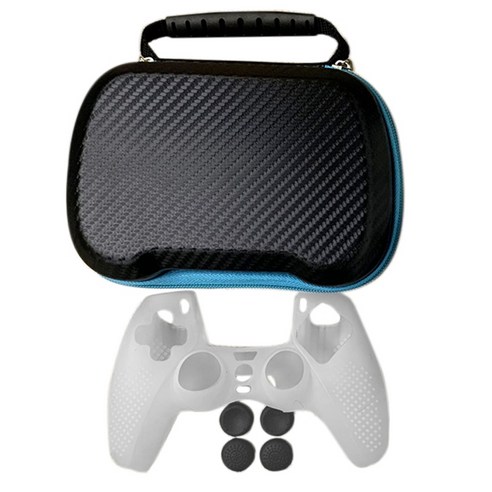 PS5 Gamepad 용 PGTech 보호 키트 핸들 EVA 저장 가방 + 실리콘 슬리브 + 핸들 로커 모자, 검정