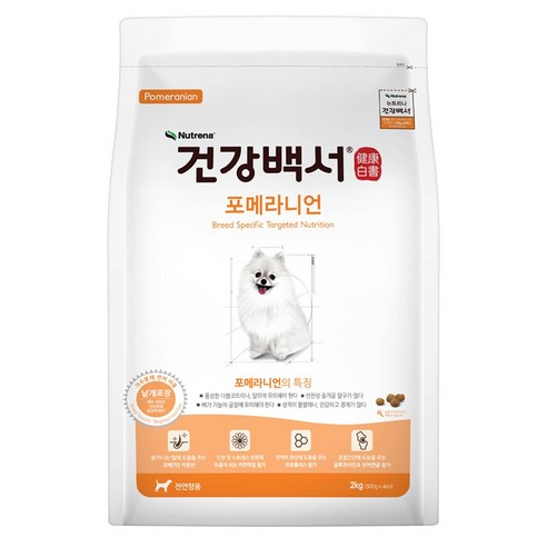 뉴트리나 건강백서 포메라니안 강아지사료, 연어, 2kg, 1개