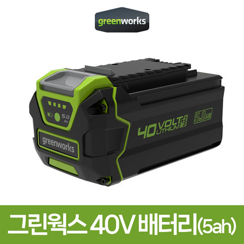 그린웍스 40V 배터리 5ah 8ah 리튬 이온, 40V 배터리 (8ah), 1개