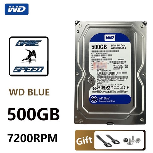 HDD wd 파란색 500GB 내부 하드 드라이브 디스크 3.5인치 데스크탑 컴퓨터용