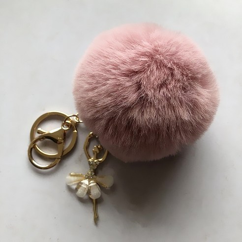 아이디어 귀엽다 모방 토끼 털 공 여자 가방 자동차 액세서리 diy 작은 천사 발레 털 공 열쇠 단추, 팥가루+발레