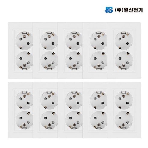일신전기 매입 2구 콘센트 와이드 국내생산 KS, 10개