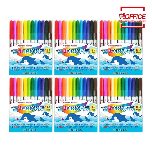 지구화학 이지워시 사인펜 12색, 혼합색상, 6개