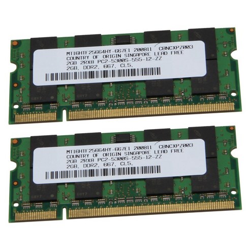 2X 2GB DDR2 PC2-5300 Sodimm RAM 메모리 667MHz 200 핀 노트북 노트북, 보여진 바와 같이, 하나